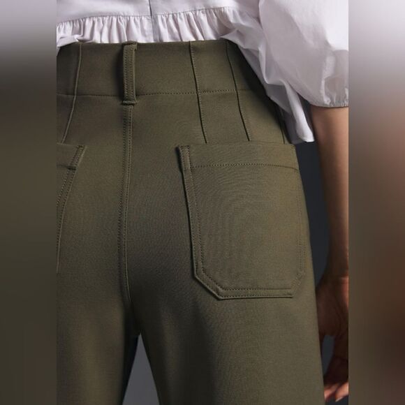 Anthropologie Mauve The Colette Cropped Wide-Leg Ponte Pants In Dried Fern Sz 27 - Picture 6 of 10